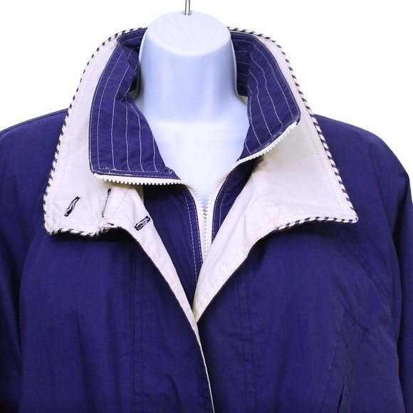 Vintage 90s London Fog Towne Chore Coat Utility Cargo Jacket -S Pockets Purple - Picture 3 of 10